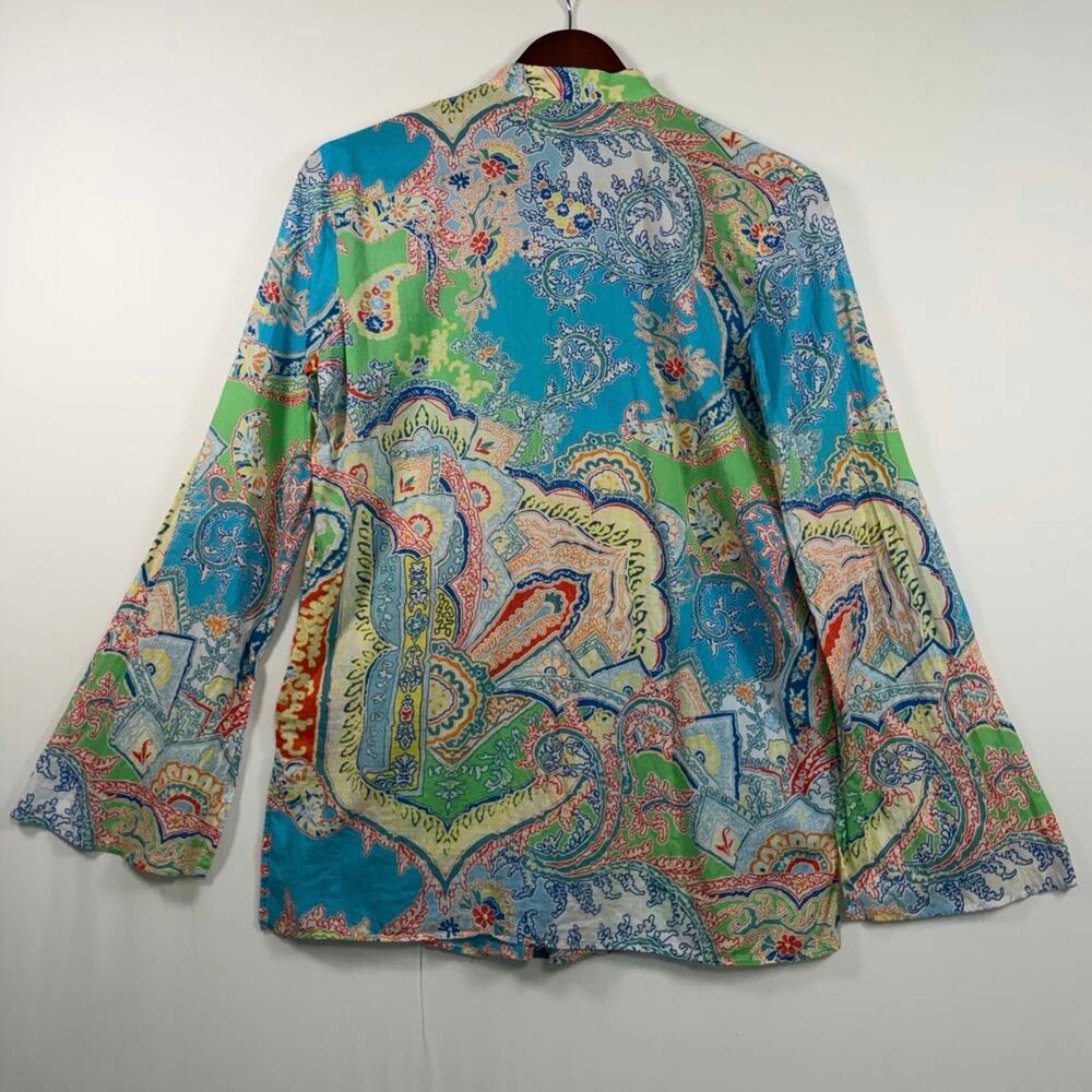 Lauren Ralph Lauren Women’s S Smocked Tunic Cotton Blue Paisley Lightweight EUC - Picture 5 of 9